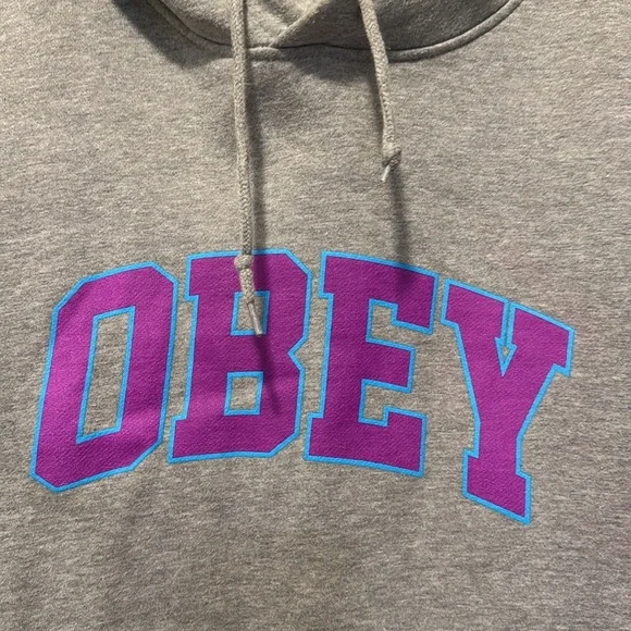 Obey Gray Hoodie with Purple Logo - Picture 2 of 5